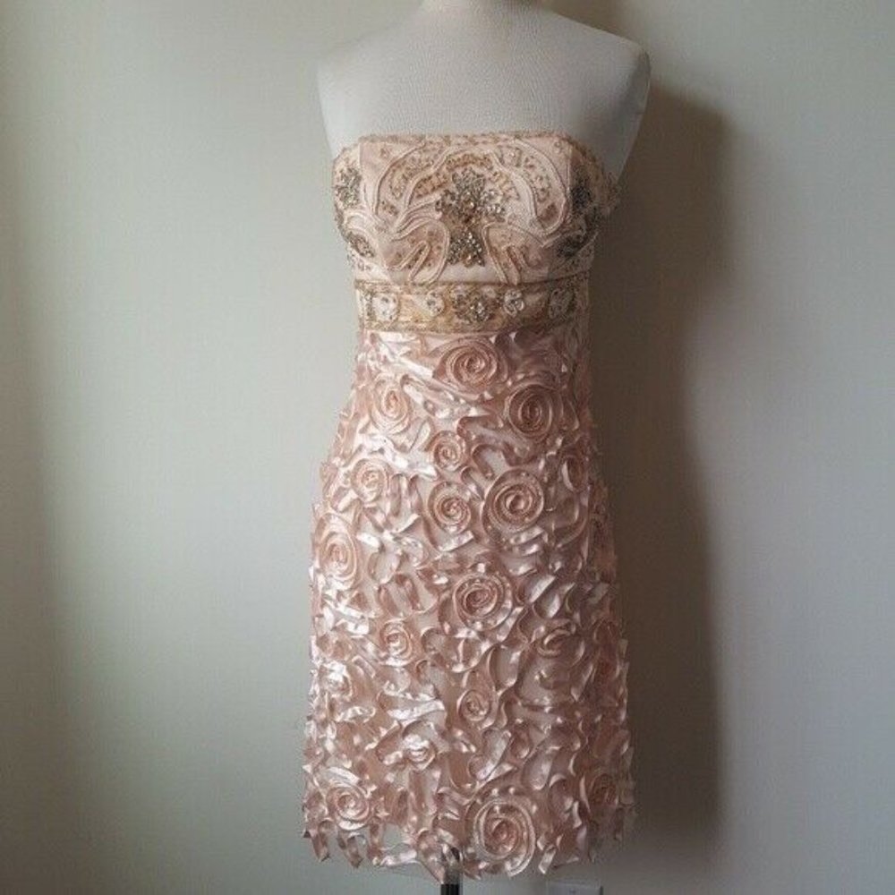 Sue Wong Cocktail Pink Petal Dress Floral